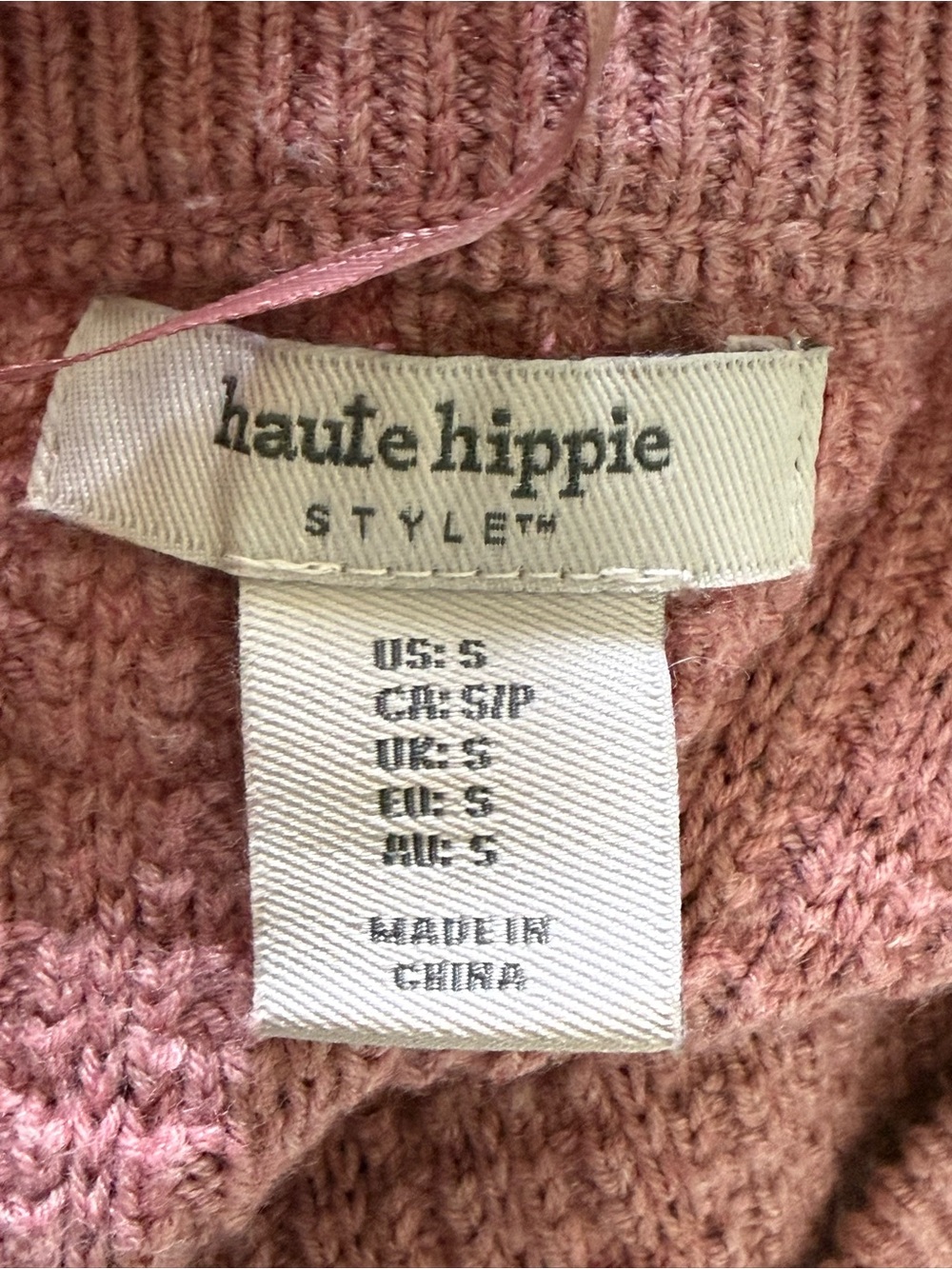 Haute Hippie Dusty Rose Textured Knit Sweater Size Small EUC - Picture 6 of 6